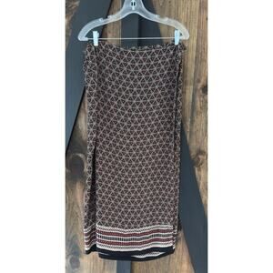 Vintage 90s Chicos Bohemian Art Deco Wrap Maxi Skirt Aztec Geometric Sz 3 14 16